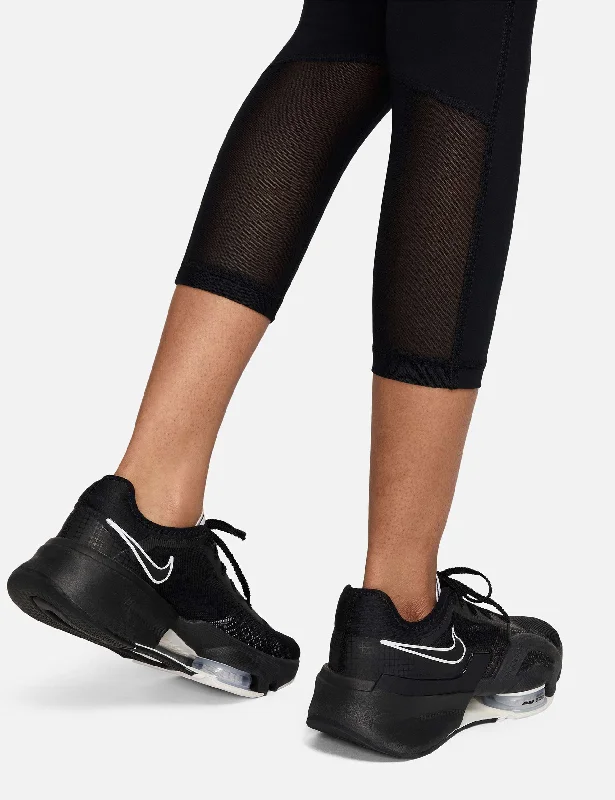 Pro 365 Cropped Mesh Panel Leggings - Black/Lilac Bloom/White