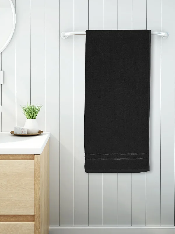 Solid Black 100% Cotton Quick Absorbent Bath Towel - Quik Dry By Welspun