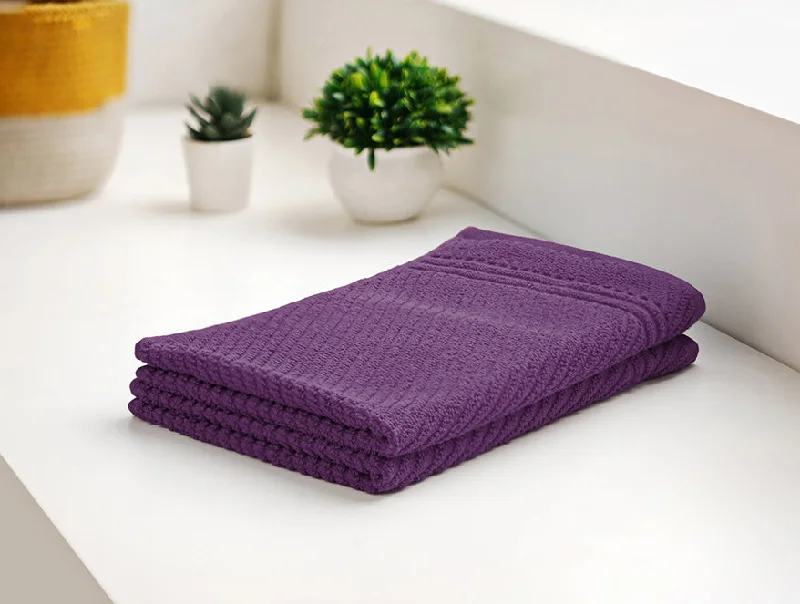 Stripe Dark Violet 2 Piece 100% Cotton Hand Towel - Relish By Spaces