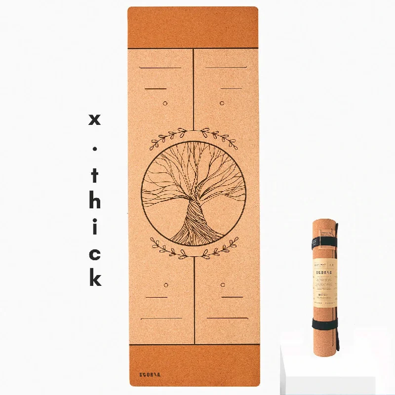 X-Thick Tree of Life Alignment Cork Yoga Mat | 6MM