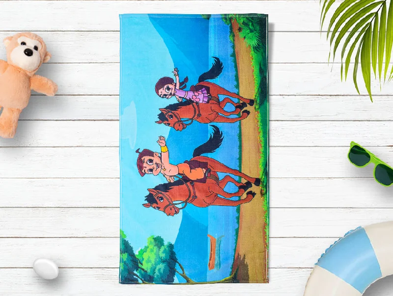 Light Blue  100% Cotton Bath Towel - Chhota Bheem By Spaces