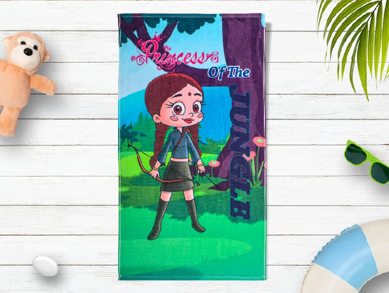 Light Green 100% Cotton Bath Towel - Chhota Bheem By Spaces