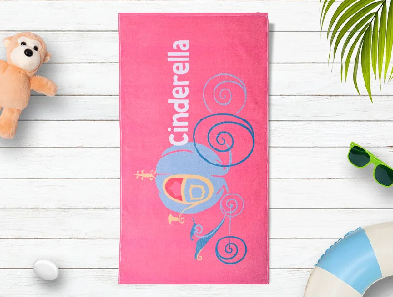 Pink 100% Cotton Bath Towel -Disney Cindrella By Spaces