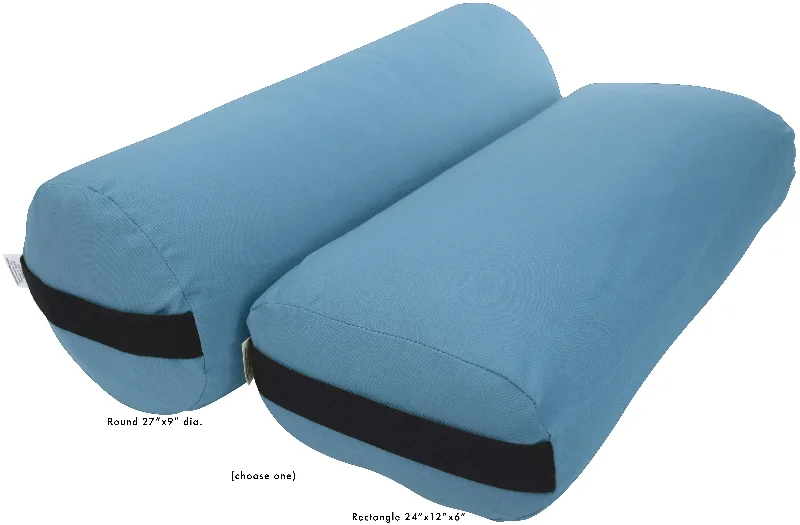 Yoga Bolster Rectangle Round Pranayama - All Cotton - Professional Studio Quality