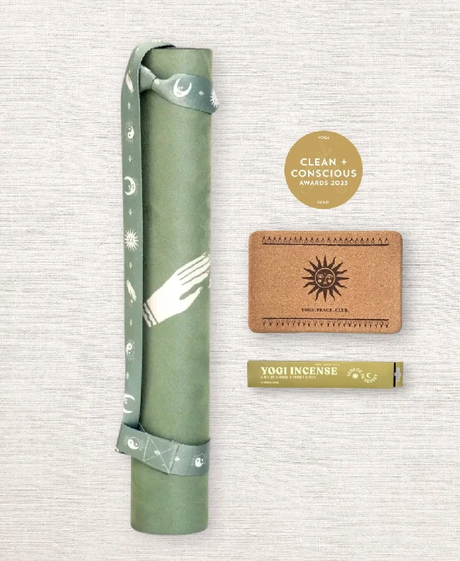 4 mm Yoga Pack - Ceremony Sage  Yoga Mat + Block + Strap + Incense