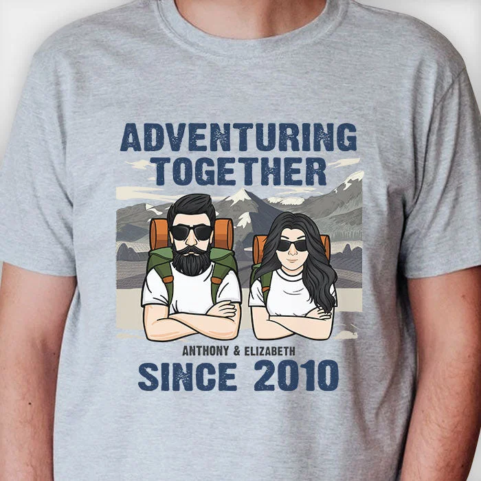 Couple Adventuring Together - Gift For Couples, Husband Wife - Personalized Unisex T-shirt