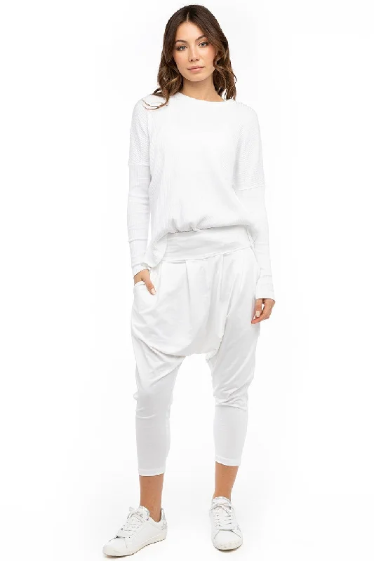 Long Sleeve Ribbed Hi-Lo Slouchy Pullover