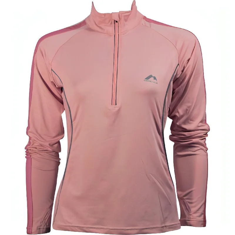 More Mile Hi-Viz Half Zip Womens Long Sleeve Running Top - Pink