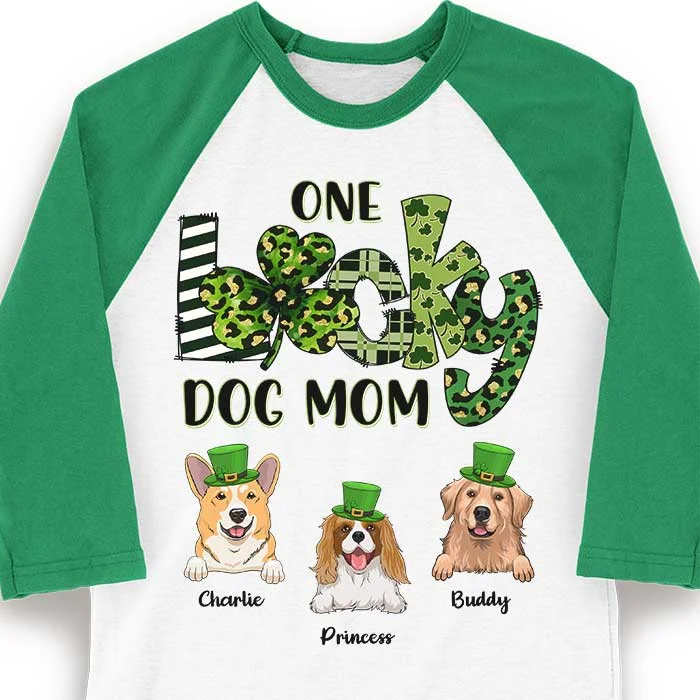 One Lucky Dog Mom - Personalized St. Patrick's Day Unisex Raglan Shirt