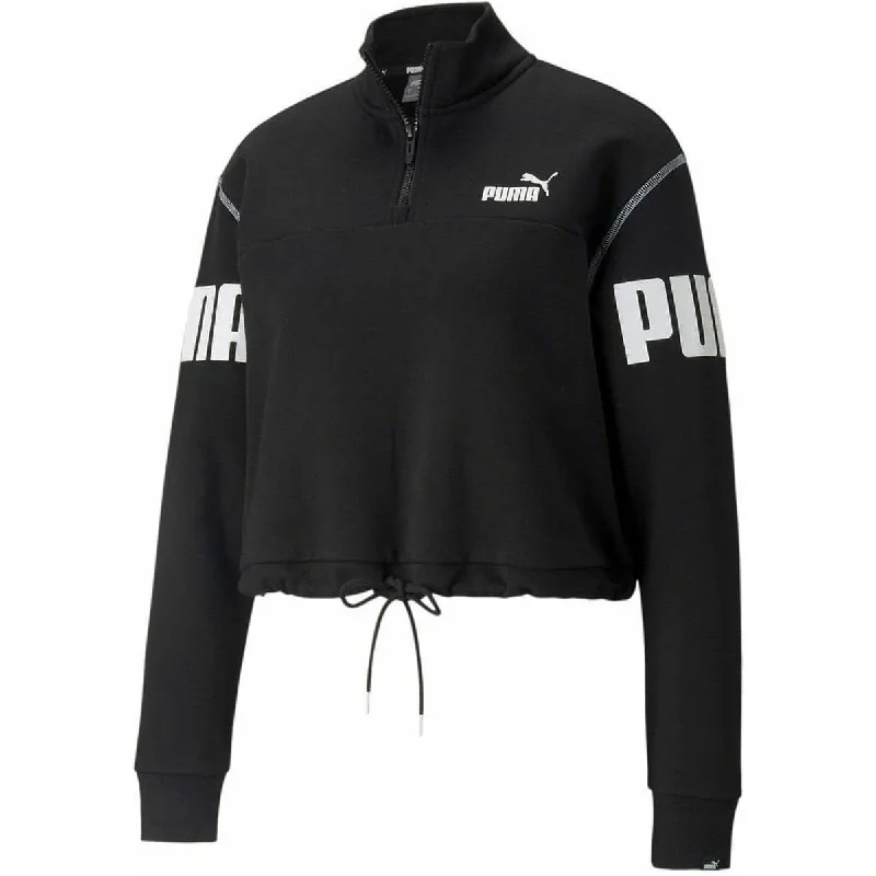 Puma Power Half Zip Long Sleeve Womens Cropped Top - Black