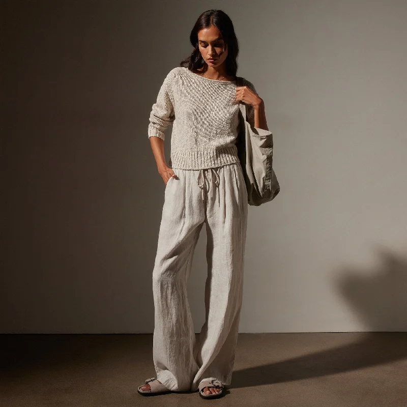 Wide Leg Relaxed Linen Pant - Salt Pigment