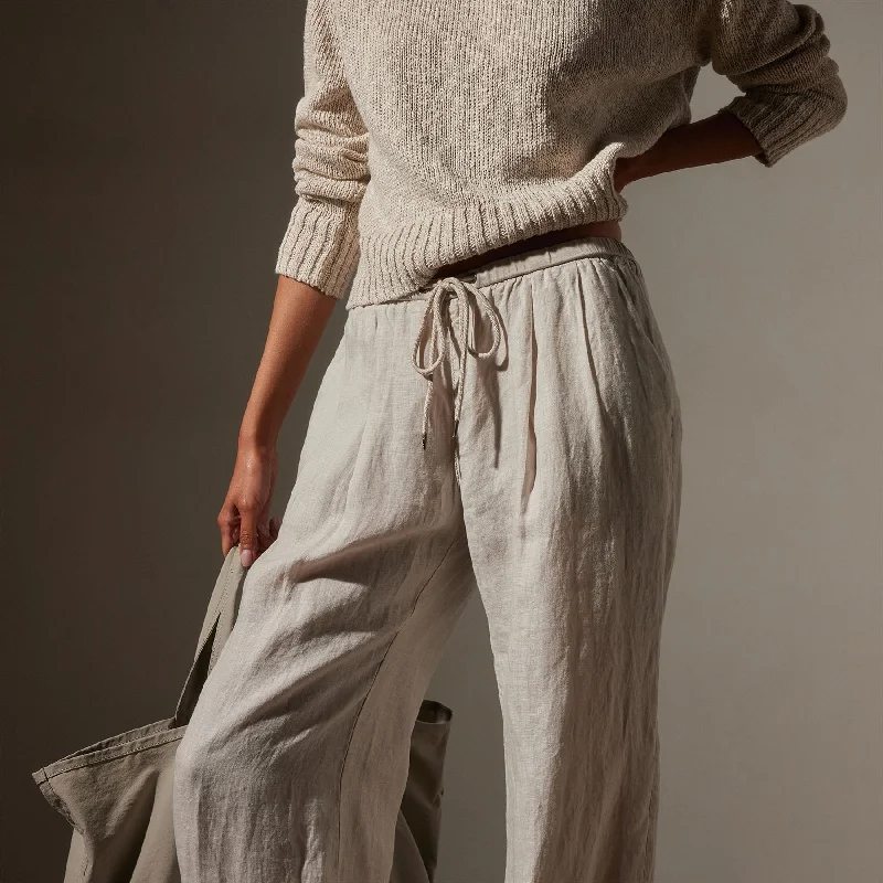 Wide Leg Relaxed Linen Pant - Salt Pigment