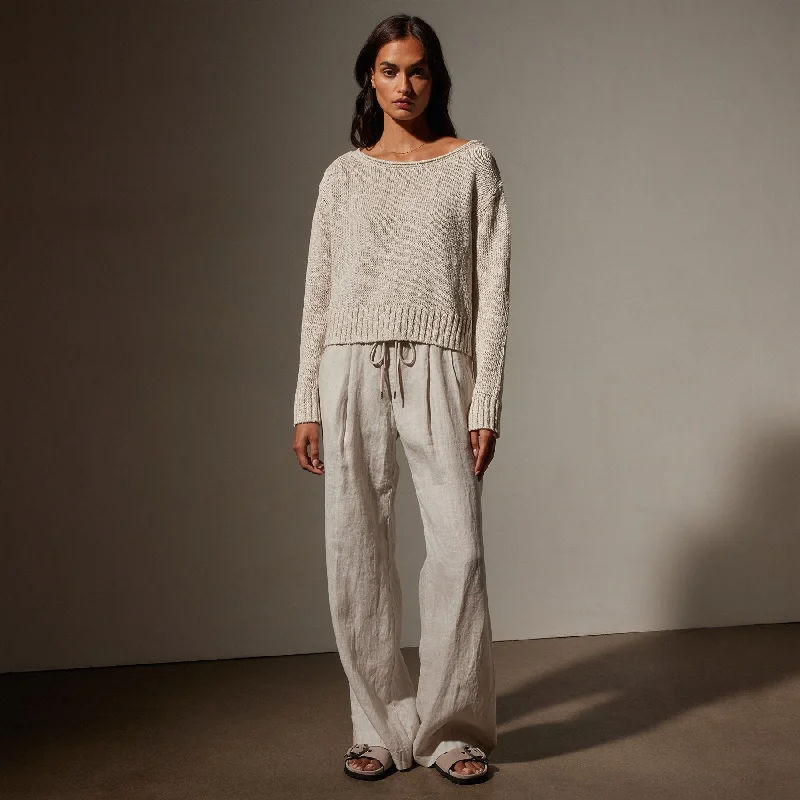 Wide Leg Relaxed Linen Pant - Salt Pigment