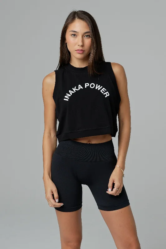 WOMEN'S WORDMARK CROPPED TANK - BLACK